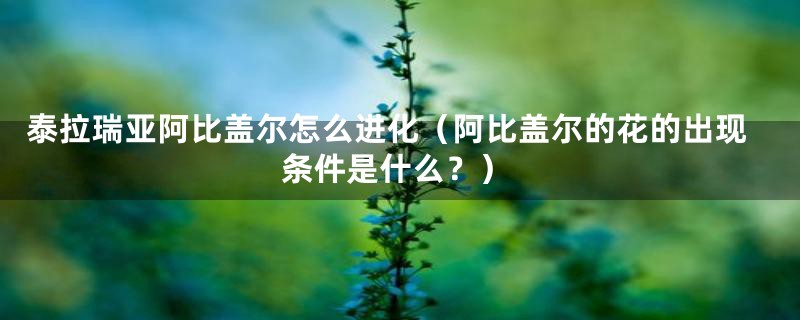 泰拉瑞亚阿比盖尔怎么进化（阿比盖尔的花的出现条件是什么？）