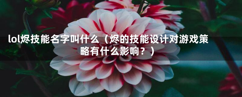 lol烬技能名字叫什么（烬的技能设计对游戏策略有什么影响？）