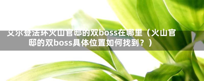 艾尔登法环火山官邸的双boss在哪里（火山官邸的双boss具体位置如何找到？）