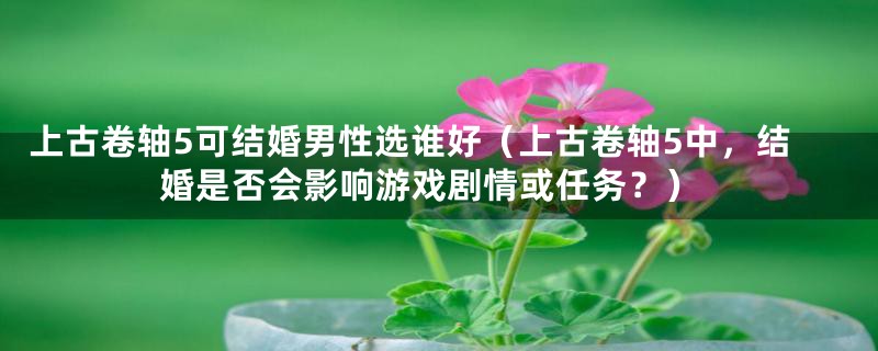 上古卷轴5可结婚男性选谁好（上古卷轴5中，结婚是否会影响游戏剧情或任务？）