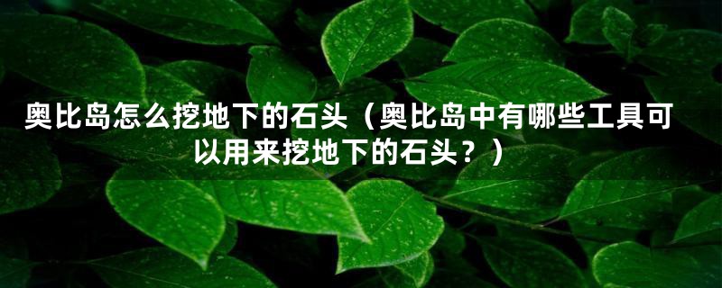 奥比岛怎么挖地下的石头（奥比岛中有哪些工具可以用来挖地下的石头？）