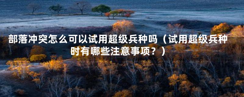 部落冲突怎么可以试用超级兵种吗（试用超级兵种时有哪些注意事项？）