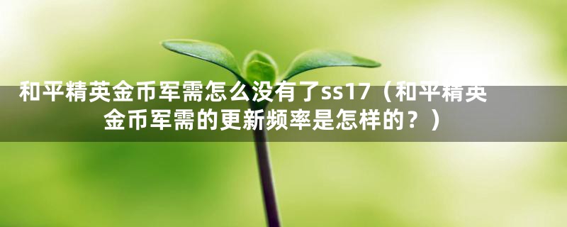 和平精英金币军需怎么没有了ss17（和平精英金币军需的更新频率是怎样的？）