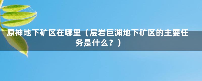 原神地下矿区在哪里（层岩巨渊地下矿区的主要任务是什么？）