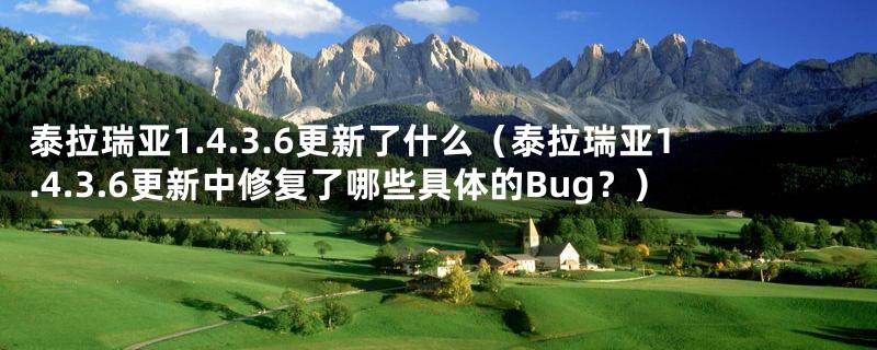 泰拉瑞亚1.4.3.6更新了什么（泰拉瑞亚1.4.3.6更新中修复了哪些具体的Bug？）