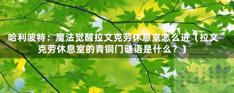 哈利波特：魔法觉醒拉文克劳休息室怎么进（拉文克劳休息室的青铜门谜语是什么？）