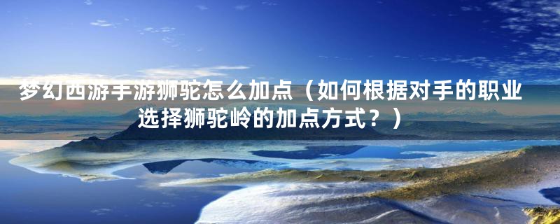 梦幻西游手游狮驼怎么加点（如何根据对手的职业选择狮驼岭的加点方式？）