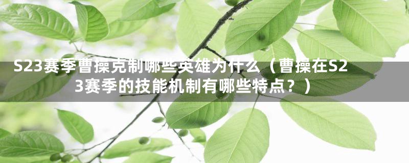 S23赛季曹操克制哪些英雄为什么（曹操在S23赛季的技能机制有哪些特点？）