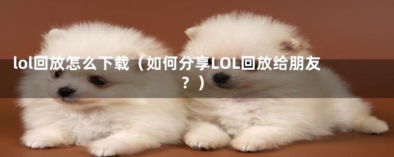 lol回放怎么下载（如何分享LOL回放给朋友？）