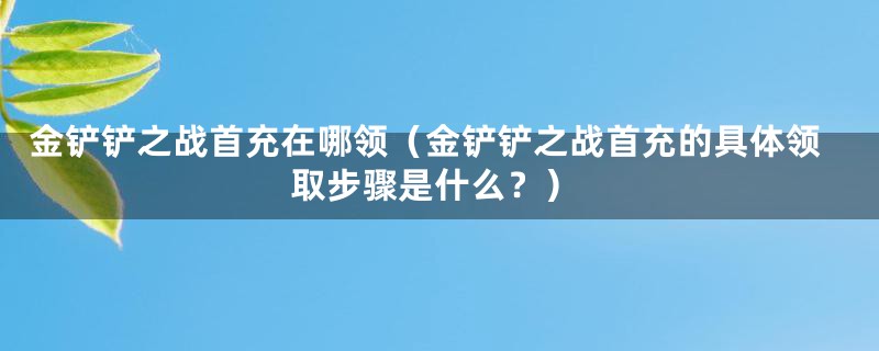 金铲铲之战首充在哪领（金铲铲之战首充的具体领取步骤是什么？）