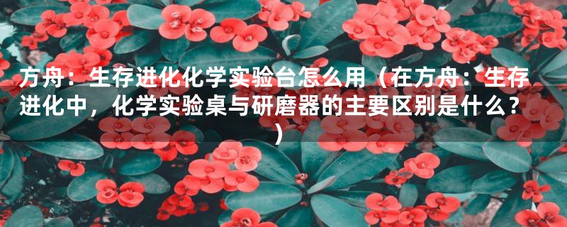 方舟：生存进化化学实验台怎么用（在方舟：生存进化中，化学实验桌与研磨器的主要区别是什么？）