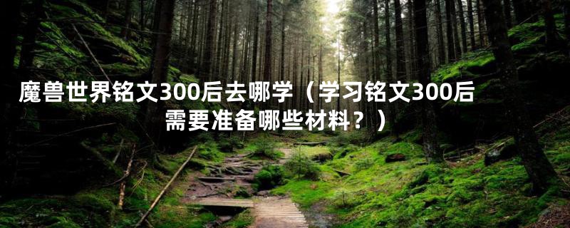 魔兽世界铭文300后去哪学（学习铭文300后需要准备哪些材料？）