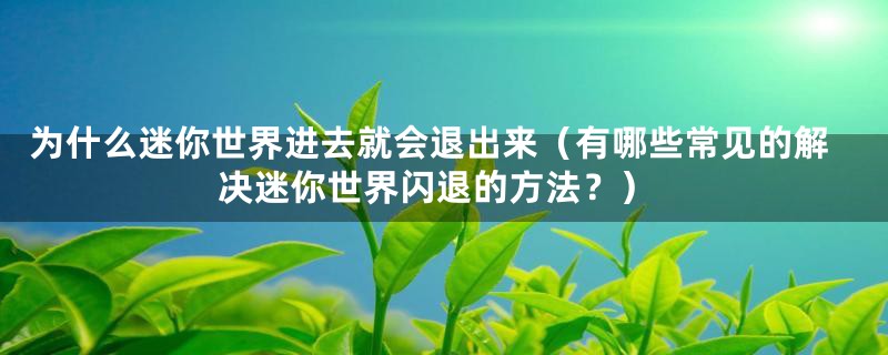 为什么迷你世界进去就会退出来（有哪些常见的解决迷你世界闪退的方法？）