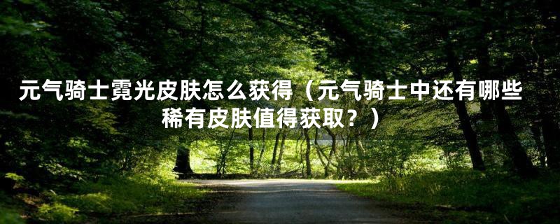 元气骑士霓光皮肤怎么获得（元气骑士中还有哪些稀有皮肤值得获取？）