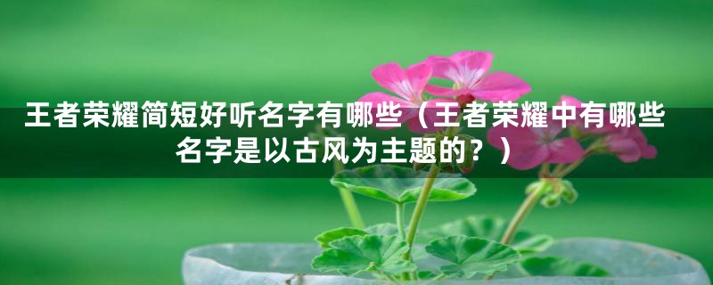 王者荣耀简短好听名字有哪些（王者荣耀中有哪些名字是以古风为主题的？）