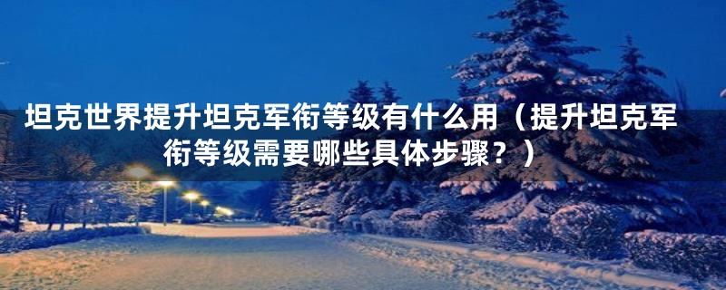 坦克世界提升坦克军衔等级有什么用（提升坦克军衔等级需要哪些具体步骤？）