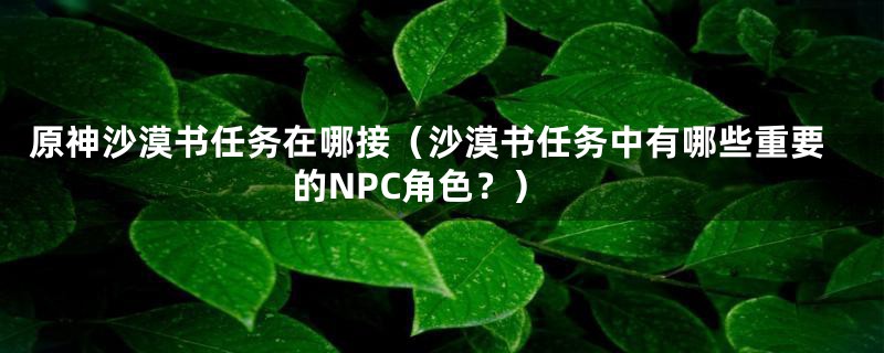 原神沙漠书任务在哪接（沙漠书任务中有哪些重要的NPC角色？）