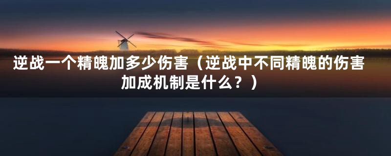 逆战一个精魄加多少伤害（逆战中不同精魄的伤害加成机制是什么？）