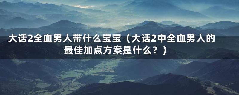 大话2全血男人带什么宝宝（大话2中全血男人的最佳加点方案是什么？）