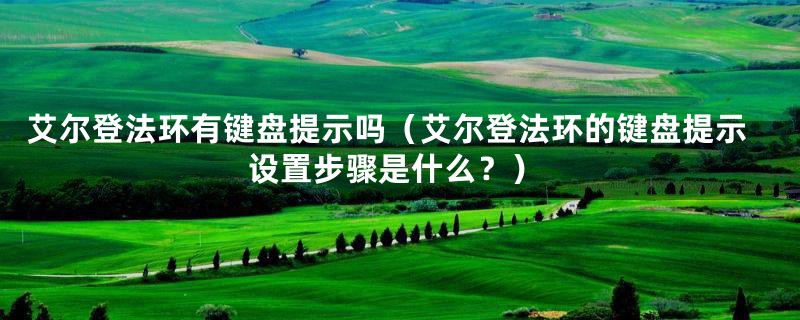 艾尔登法环有键盘提示吗（艾尔登法环的键盘提示设置步骤是什么？）