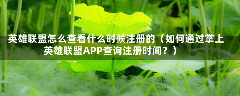 英雄联盟怎么查看什么时候注册的（如何通过掌上英雄联盟APP查询注册时间？）