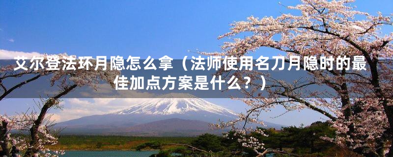 艾尔登法环月隐怎么拿（法师使用名刀月隐时的最佳加点方案是什么？）