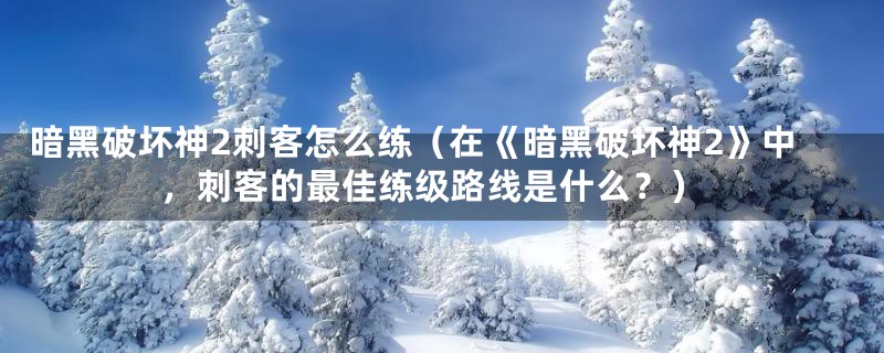 暗黑破坏神2刺客怎么练（在《暗黑破坏神2》中，刺客的最佳练级路线是什么？）