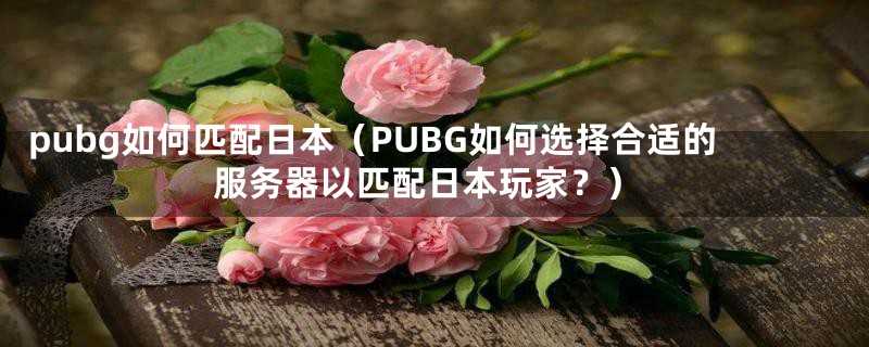 pubg如何匹配日本（PUBG如何选择合适的服务器以匹配日本玩家？）