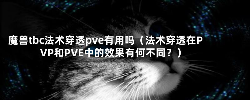 魔兽tbc法术穿透pve有用吗（法术穿透在PVP和PVE中的效果有何不同？）