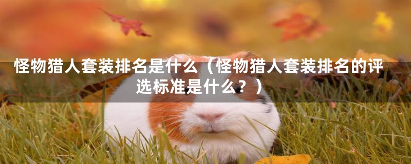 怪物猎人套装排名是什么（怪物猎人套装排名的评选标准是什么？）