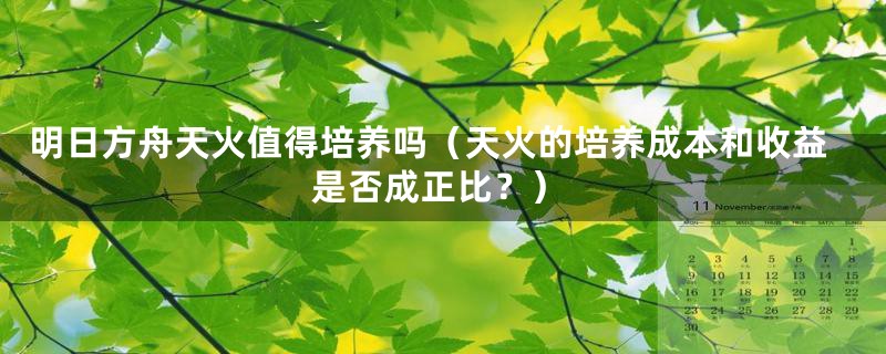 明日方舟天火值得培养吗（天火的培养成本和收益是否成正比？）