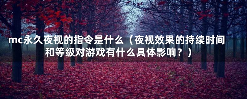 mc永久夜视的指令是什么（夜视效果的持续时间和等级对游戏有什么具体影响？）