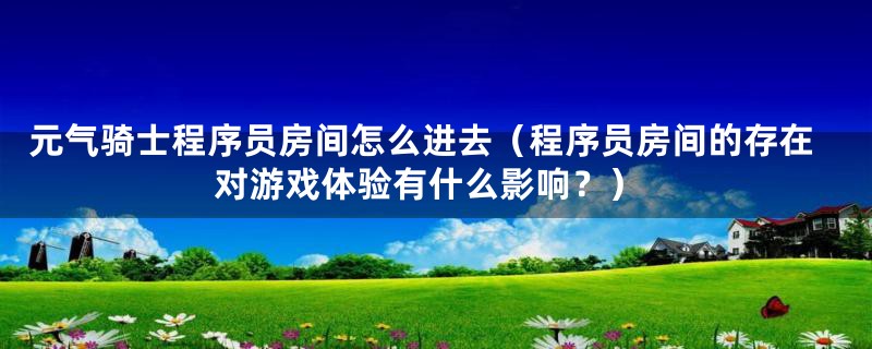 元气骑士程序员房间怎么进去（程序员房间的存在对游戏体验有什么影响？）