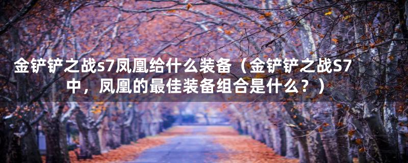 金铲铲之战s7凤凰给什么装备（金铲铲之战S7中，凤凰的最佳装备组合是什么？）