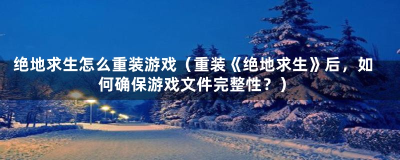 绝地求生怎么重装游戏（重装《绝地求生》后，如何确保游戏文件完整性？）