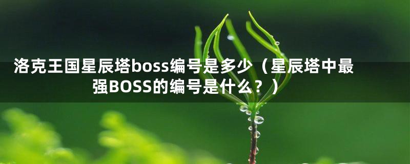 洛克王国星辰塔boss编号是多少（星辰塔中最强BOSS的编号是什么？）