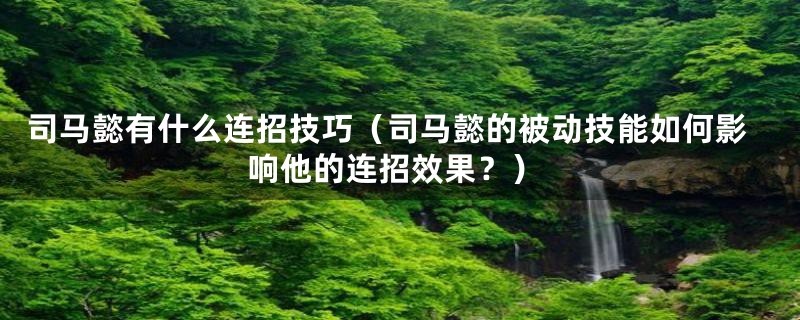 司马懿有什么连招技巧（司马懿的被动技能如何影响他的连招效果？）