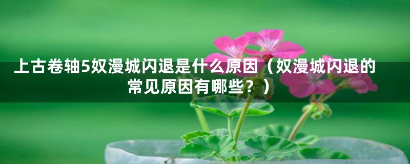 上古卷轴5奴漫城闪退是什么原因（奴漫城闪退的常见原因有哪些？）