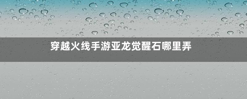 穿越火线手游亚龙觉醒石哪里弄