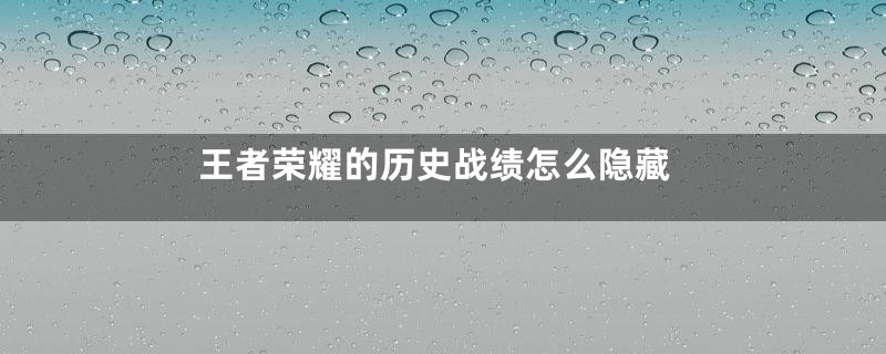 王者荣耀的历史战绩怎么隐藏