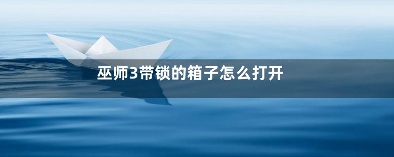 巫师3带锁的箱子怎么打开
