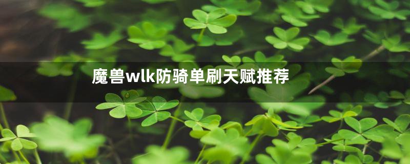 魔兽wlk防骑单刷天赋推荐