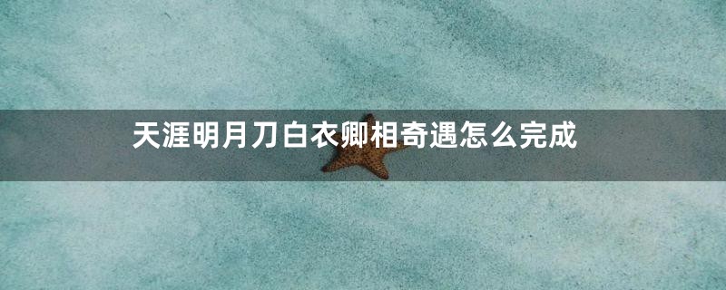天涯明月刀白衣卿相奇遇怎么完成