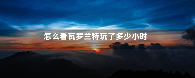 怎么看瓦罗兰特玩了多少小时