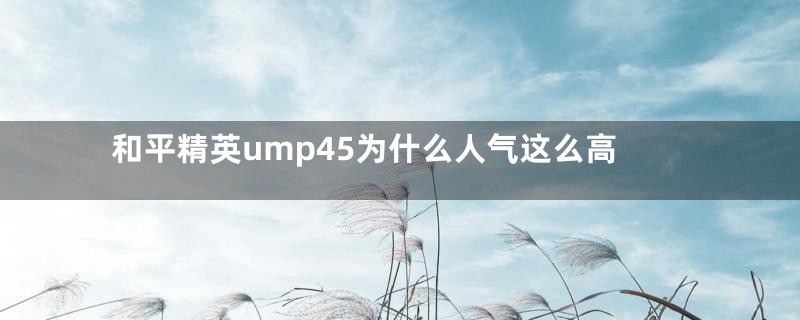 和平精英ump45为什么人气这么高