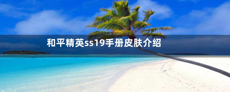 和平精英ss19手册皮肤介绍