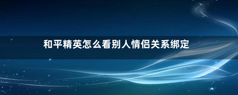 和平精英怎么看别人情侣关系绑定