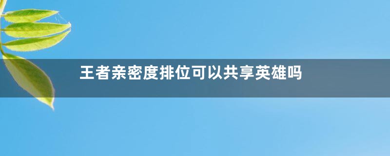王者亲密度排位可以共享英雄吗