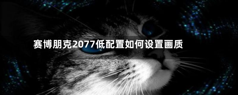 赛博朋克2077低配置如何设置画质