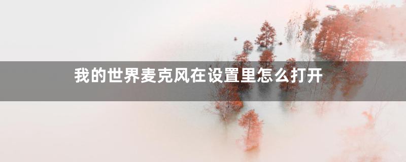 我的世界麦克风在设置里怎么打开